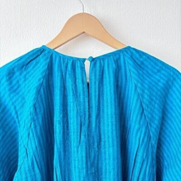 Anthropologie Sundry Blue Gingham Tiered Midi Dress - Picture 9 of 10